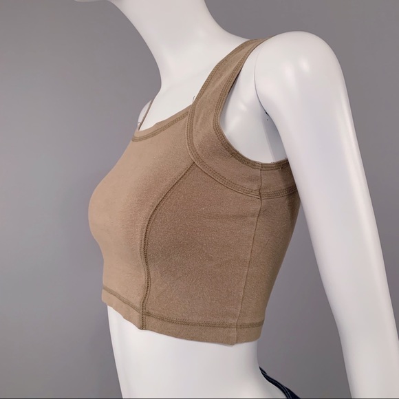 XS/S Vintage 90s Drab olive beige crop top - Picture 3 of 5